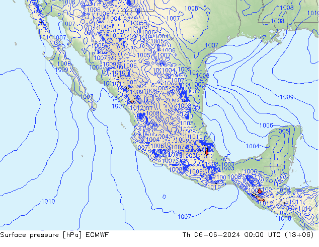 Atmosférický tlak ECMWF Čt 06.06.2024 00 UTC