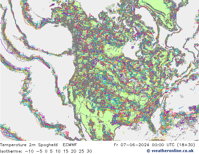 mapa temperatury 2m Spaghetti ECMWF pt. 07.06.2024 00 UTC