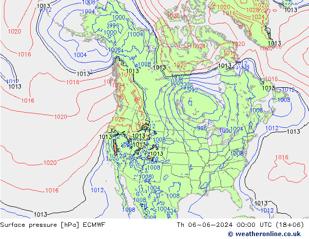 Surface pressure ECMWF Th 06.06.2024 00 UTC