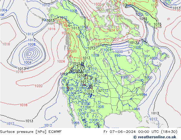 Luchtdruk (Grond) ECMWF vr 07.06.2024 00 UTC