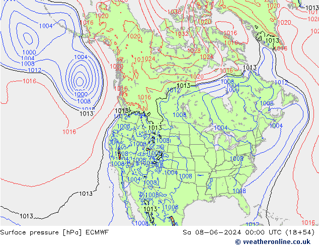 Atmosférický tlak ECMWF So 08.06.2024 00 UTC