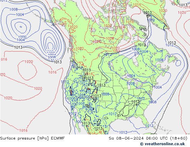 Surface pressure ECMWF Sa 08.06.2024 06 UTC