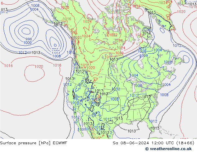 pressão do solo ECMWF Sáb 08.06.2024 12 UTC