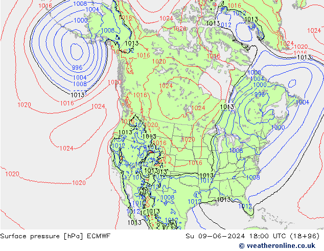 Bodendruck ECMWF So 09.06.2024 18 UTC