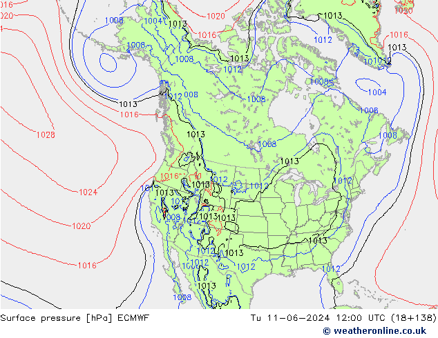 Surface pressure ECMWF Tu 11.06.2024 12 UTC