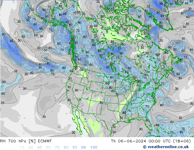 RH 700 hPa ECMWF Do 06.06.2024 00 UTC