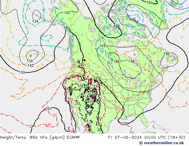 Height/Temp. 850 hPa ECMWF  07.06.2024 00 UTC