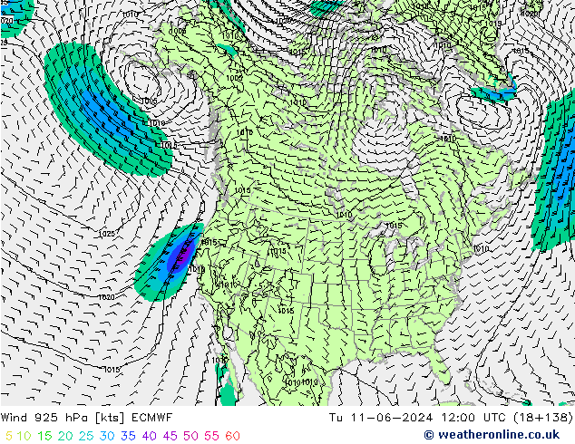 Wind 925 hPa ECMWF Tu 11.06.2024 12 UTC