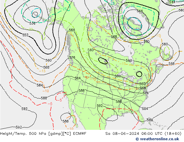 Yükseklik/Sıc. 500 hPa ECMWF Cts 08.06.2024 06 UTC