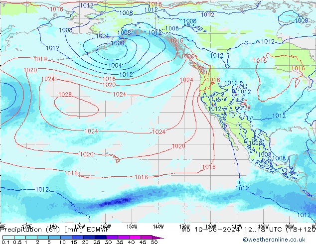 Précipitation (6h) ECMWF lun 10.06.2024 18 UTC