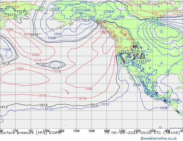 Atmosférický tlak ECMWF Čt 06.06.2024 00 UTC