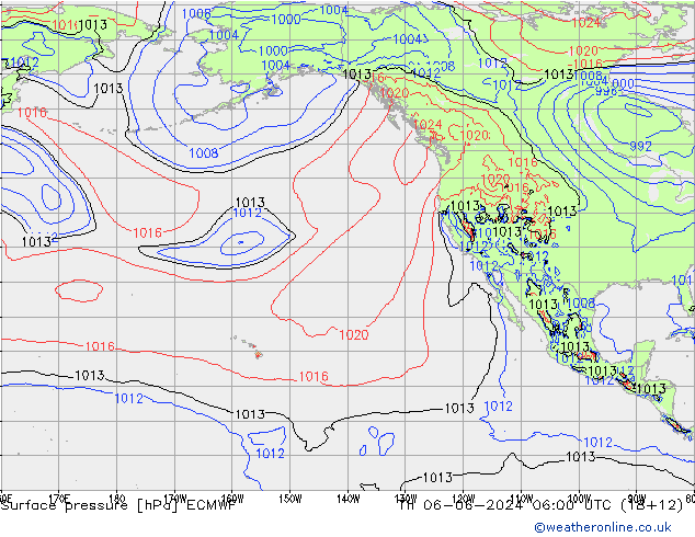 Pressione al suolo ECMWF gio 06.06.2024 06 UTC