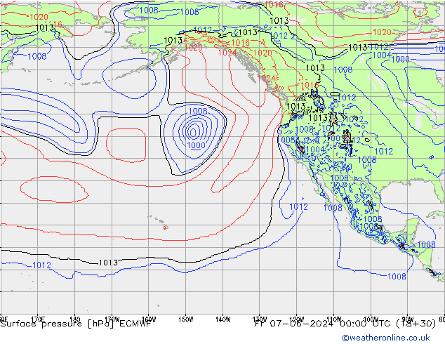 Surface pressure ECMWF Fr 07.06.2024 00 UTC