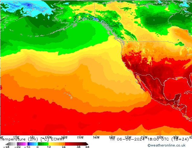 Temperature (2m) ECMWF Th 06.06.2024 18 UTC