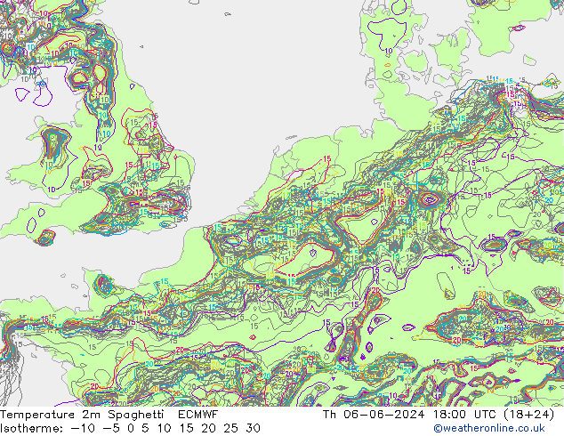 Temperaturkarte Spaghetti ECMWF Do 06.06.2024 18 UTC