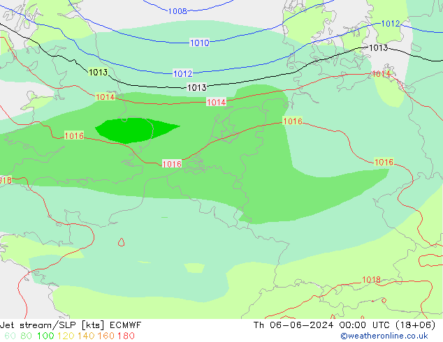 Corrente a getto ECMWF gio 06.06.2024 00 UTC