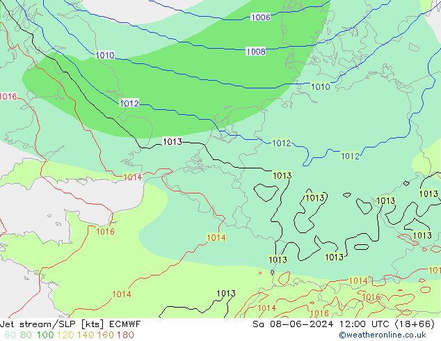 Jet stream/SLP ECMWF So 08.06.2024 12 UTC