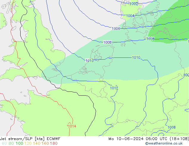 Jet stream/SLP ECMWF Mo 10.06.2024 06 UTC