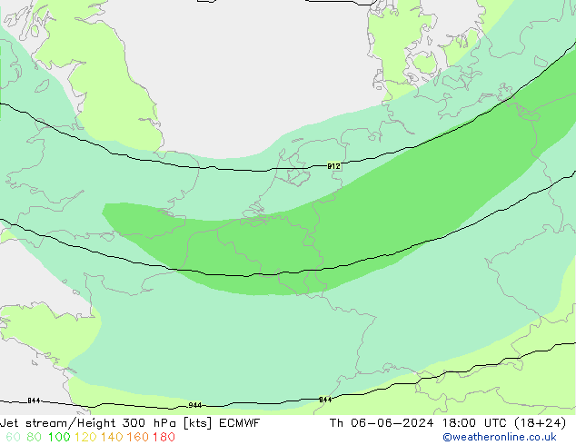 Jet stream/Height 300 hPa ECMWF Th 06.06.2024 18 UTC