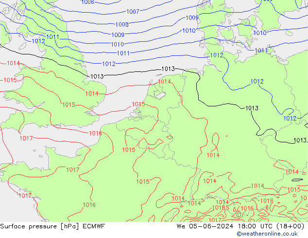 Atmosférický tlak ECMWF St 05.06.2024 18 UTC