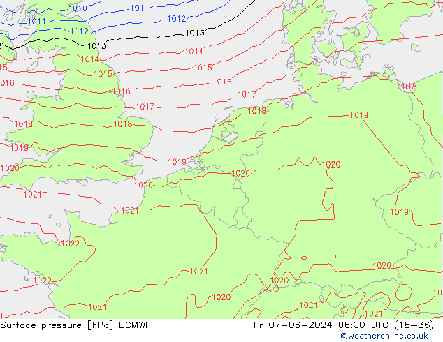 Surface pressure ECMWF Fr 07.06.2024 06 UTC