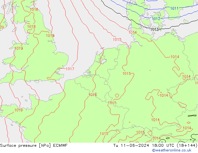 Yer basıncı ECMWF Sa 11.06.2024 18 UTC