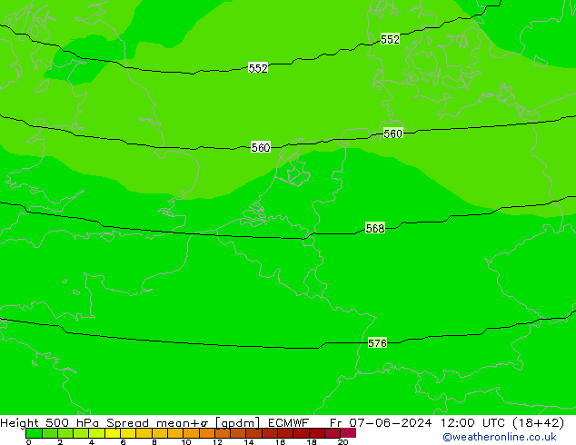 Height 500 hPa Spread ECMWF pt. 07.06.2024 12 UTC