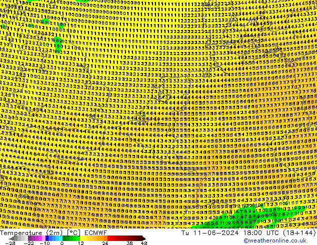 карта температуры ECMWF вт 11.06.2024 18 UTC