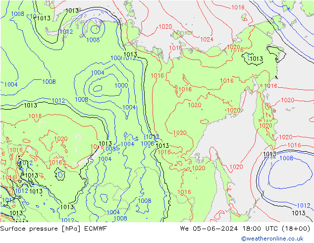 Luchtdruk (Grond) ECMWF wo 05.06.2024 18 UTC