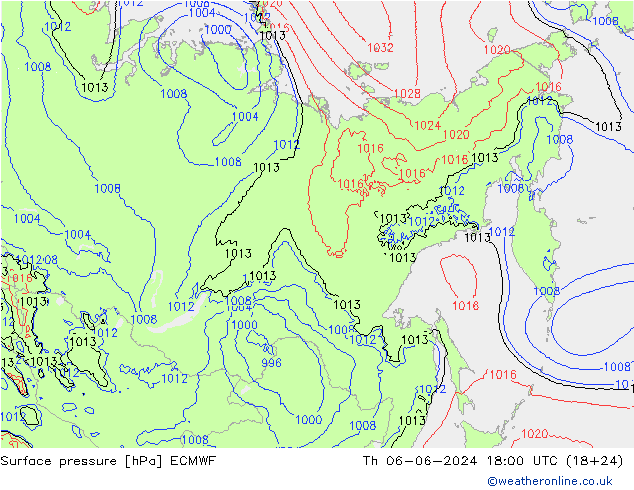 приземное давление ECMWF чт 06.06.2024 18 UTC