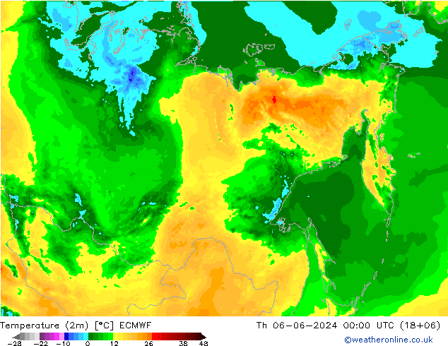 Temperature (2m) ECMWF Th 06.06.2024 00 UTC