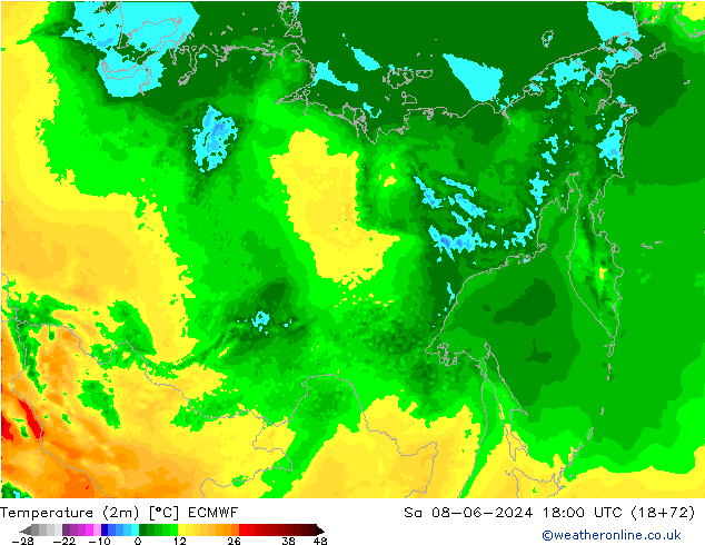 Temperature (2m) ECMWF So 08.06.2024 18 UTC