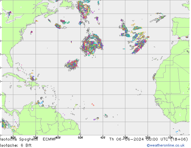 Isotachs Spaghetti ECMWF Th 06.06.2024 00 UTC