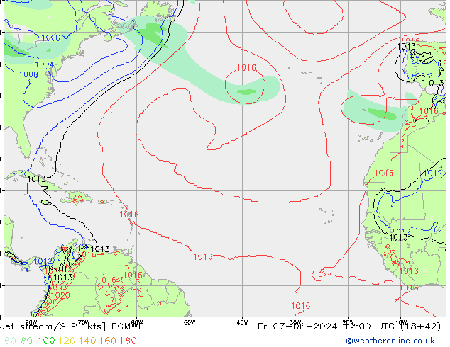 Jet stream/SLP ECMWF Pá 07.06.2024 12 UTC