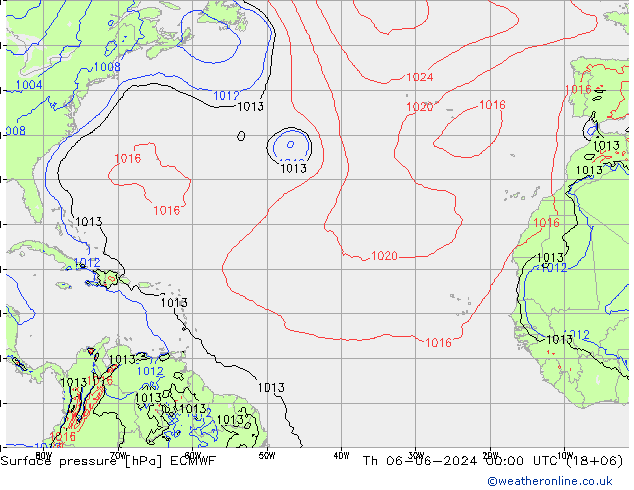 Surface pressure ECMWF Th 06.06.2024 00 UTC