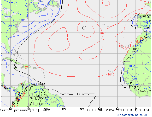 приземное давление ECMWF пт 07.06.2024 18 UTC