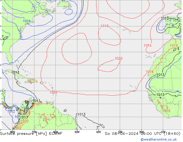 ciśnienie ECMWF so. 08.06.2024 06 UTC