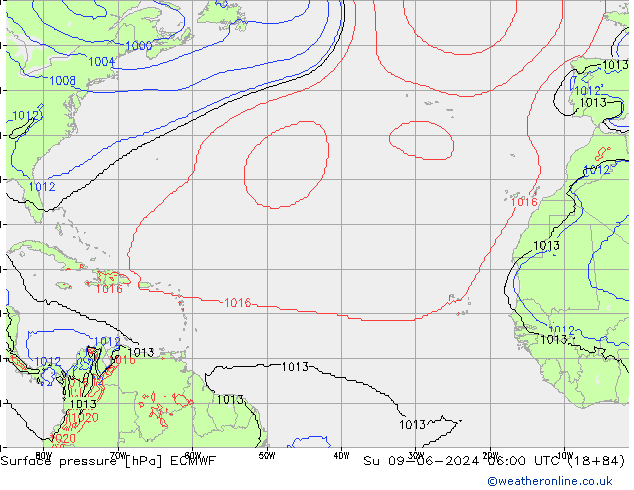 приземное давление ECMWF Вс 09.06.2024 06 UTC