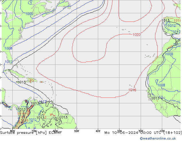 pression de l'air ECMWF lun 10.06.2024 00 UTC