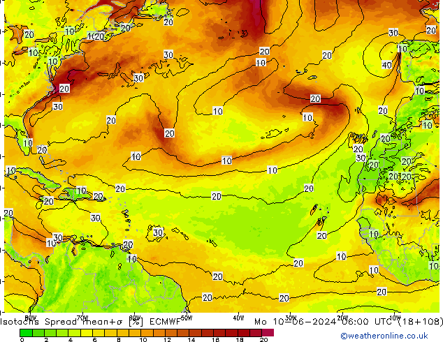 Isotachs Spread ECMWF Po 10.06.2024 06 UTC