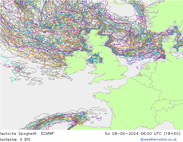 Isotachs Spaghetti ECMWF Sáb 08.06.2024 06 UTC