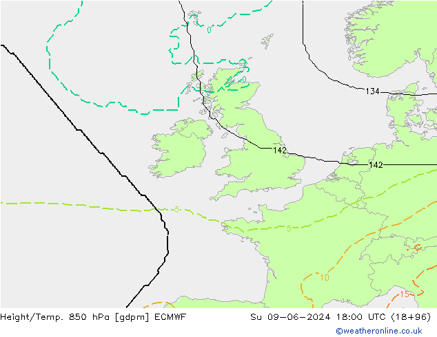 Height/Temp. 850 hPa ECMWF Ne 09.06.2024 18 UTC