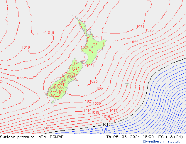 Surface pressure ECMWF Th 06.06.2024 18 UTC