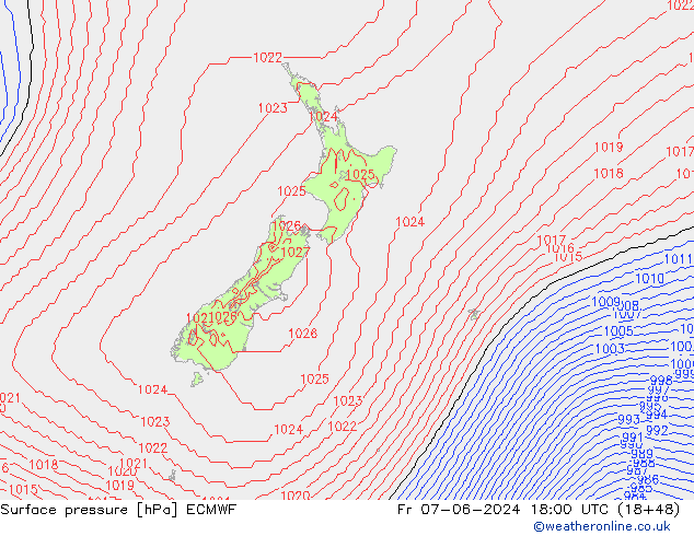 Yer basıncı ECMWF Cu 07.06.2024 18 UTC