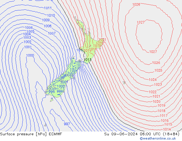 Surface pressure ECMWF Su 09.06.2024 06 UTC