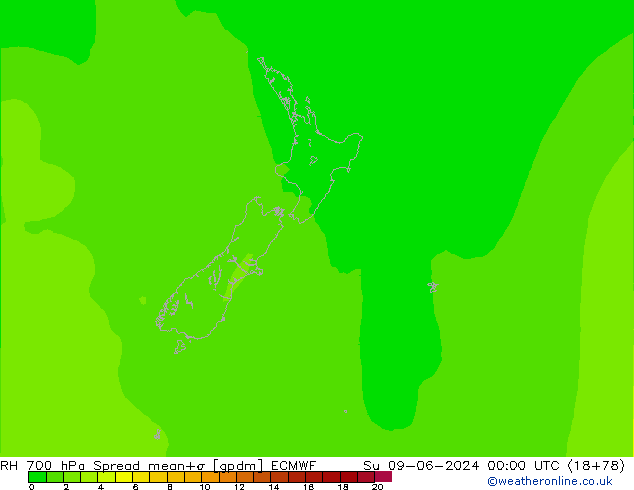 RH 700 hPa Spread ECMWF Dom 09.06.2024 00 UTC