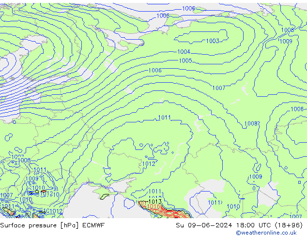 Bodendruck ECMWF So 09.06.2024 18 UTC