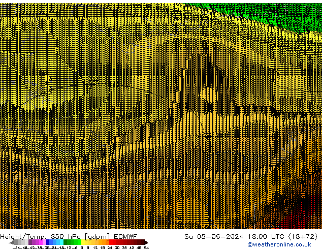 Height/Temp. 850 hPa ECMWF sab 08.06.2024 18 UTC