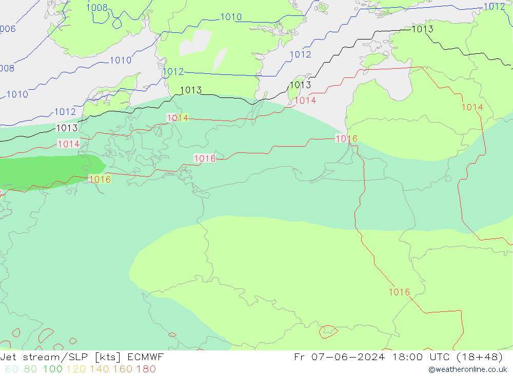 Jet stream/SLP ECMWF Fr 07.06.2024 18 UTC