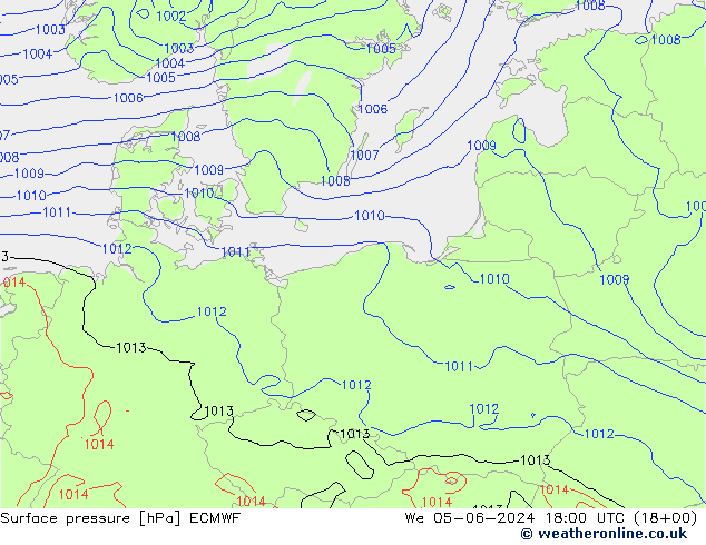 Surface pressure ECMWF We 05.06.2024 18 UTC